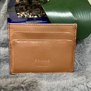 Frame Brown Leather Card Holder GUC retail $99
